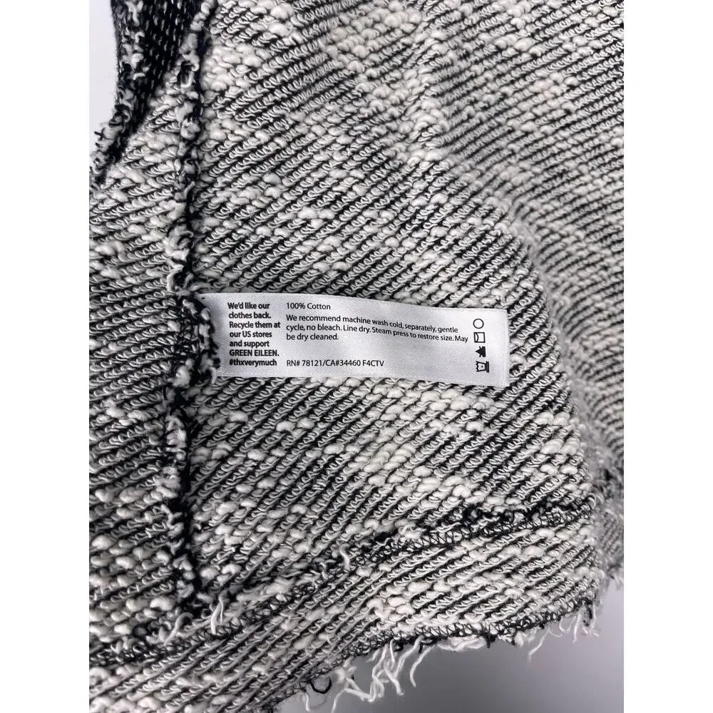Eileen Fisher Black White Textured Fringe Tweed Blazer Cardigan Size S Petite - Picture 6 of 10